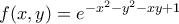 f(x,y)=e^{-x^2-y^2-xy+1}