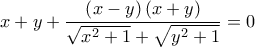 x+y+\dfrac{\left(x-y \right)\left(x+y \right)}{\sqrt{x^2+1}+\sqrt{y^2+1}}=0