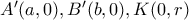 A'(a,0) , B'(b,0)  , K(0,r)