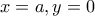 x=a,y=0