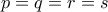 p=q=r=s
