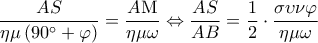  \displaystyle \frac{{AS}}{{\eta \mu \left( {90^\circ  + \varphi } \right)}} = \frac{{A{\rm M}}}{{\eta \mu \omega }} \Leftrightarrow \frac{{AS}}{{AB}} = \frac{1}{2} \cdot \frac{{\sigma \upsilon \nu \varphi }}{{\eta \mu \omega }}