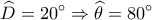  \displaystyle \widehat D = 20^\circ  \Rightarrow \widehat \theta  = 80^\circ 