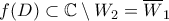 f(D)\subset \mathbb C\setminus W_2=\overline{W}_1 f(D)\subset \mathbb C\setminus W_2=\overline{W}_1