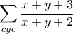 \displaystyle{ \sum _{cyc} \frac{x+y+3}{x+y+2}}