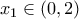 {{x}_{1}}\in (0,2)