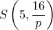 S \left ( 5, \dfrac {16}{p}\right )