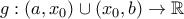 g:(a,x_{0})\cup(x_{0},b)\to\mathbb{R}