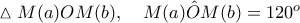 \vartriangle M(a)OM(b),\quad M(a)\hat OM(b)=120^o
