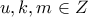 \displaystyle{u,k,m\in Z}