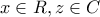 x\in R ,z\in C