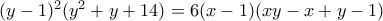(y-1)^2(y^2+y+14)=6(x-1)(xy-x+y-1)