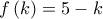 \displaystyle{f\left( k \right) = 5 - k}