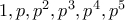 1, p,  p^2, p^3 , p^4 , p^5