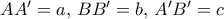AA'=a,\, BB'=b, \, A'B'=c