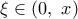 \xi \in (0,\,\,x)