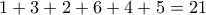 1+3+2+6+4+5=21