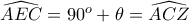\widehat{AEC}=90^o +\theta =\widehat{ACZ}