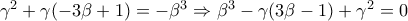 \gamma^2+\gamma(-3\beta+1)=-\beta^3 \Rightarrow \beta^3-\gamma(3\beta-1)+\gamma^2=0