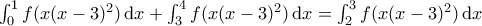 \int_0^1 f(x(x-3)^2) \, \mathrm{d}x + \int_3^4 f(x(x-3)^2) \, \mathrm{d}x = \int_2^3 f(x(x-3)^2) \, \mathrm{d}x