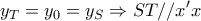 \displaystyle{ 
y_T  = y_0  = y_S  \Rightarrow ST//x'x 
}