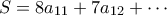 S = 8a_{11} + 7a_{12} + \cdots