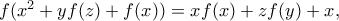 f(x^2+yf(z)+f(x))=xf(x)+zf(y)+x ,