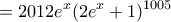 \displaystyle{ = 2012{e^x}{(2{e^x} + 1)^{1005}}} \displaystyle{ = 2012{e^x}{(2{e^x} + 1)^{1005}}}