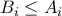 \displaystyle{{B_i} \le {A_i}}