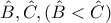   \hat{B} , \hat{C} , (\hat{B} < \hat{C})