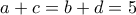 a+c=b+d=5 a+c=b+d=5