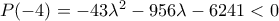 P(-4)=-43\lambda^2-956\lambda-6241<0