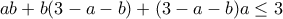 \displaystyle{ab+b(3-a-b)+(3-a-b)a \leq 3}