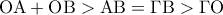 \displaystyle{{\rm O}{\rm A} + {\rm O}{\rm B} > {\rm A}{\rm B} = \Gamma {\rm B} > \Gamma {\rm O}}