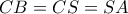 \displaystyle CB = CS = SA