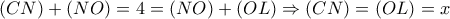 (CN)+(NO)=4=(NO)+(OL) \Rightarrow( CN)=(OL)=x 