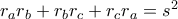 r_{a}r_{b}+r_{b}r_{c}+r_{c}r_{a}=s^{2}