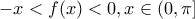 \displaystyle  - x < f(x) < 0,x \in (0,\pi ]