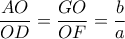 \displaystyle{\frac{AO}{OD}=\frac{GO}{OF}=\frac{b}{a}}