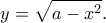 \displaystyle y = \sqrt {a - {x^2}}. \displaystyle y = \sqrt {a - {x^2}}.