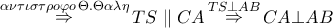 \mathop  \Rightarrow \limits^{\alpha \nu \tau \iota \sigma \tau \rho o\varphi o\,\Theta .\Theta \alpha \lambda \eta } TS\parallel CA\mathop  \Rightarrow \limits^{TS \bot AB} CA \bot AB