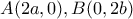 A(2a,0), B(0,2b)