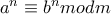 a^{n}\equiv b^{n}modm