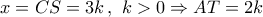 x = CS = 3k\,,\,\,k > 0 \Rightarrow AT = 2k