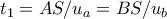 t_{1}=AS/u_{a}=BS/u_{b}