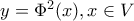 y=\Phi^2(x), x\in V