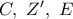 C,\ Z',\ E