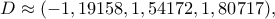 D\approx (-1,19158, 1,54172, 1,80717),