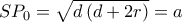 S{P_0} = \sqrt {d\left( {d + 2r} \right)}  = a
