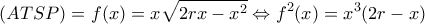 \displaystyle (ATSP) = f(x) = x\sqrt {2rx - {x^2}}  \Leftrightarrow {f^2}(x) = {x^3}(2r - x)
